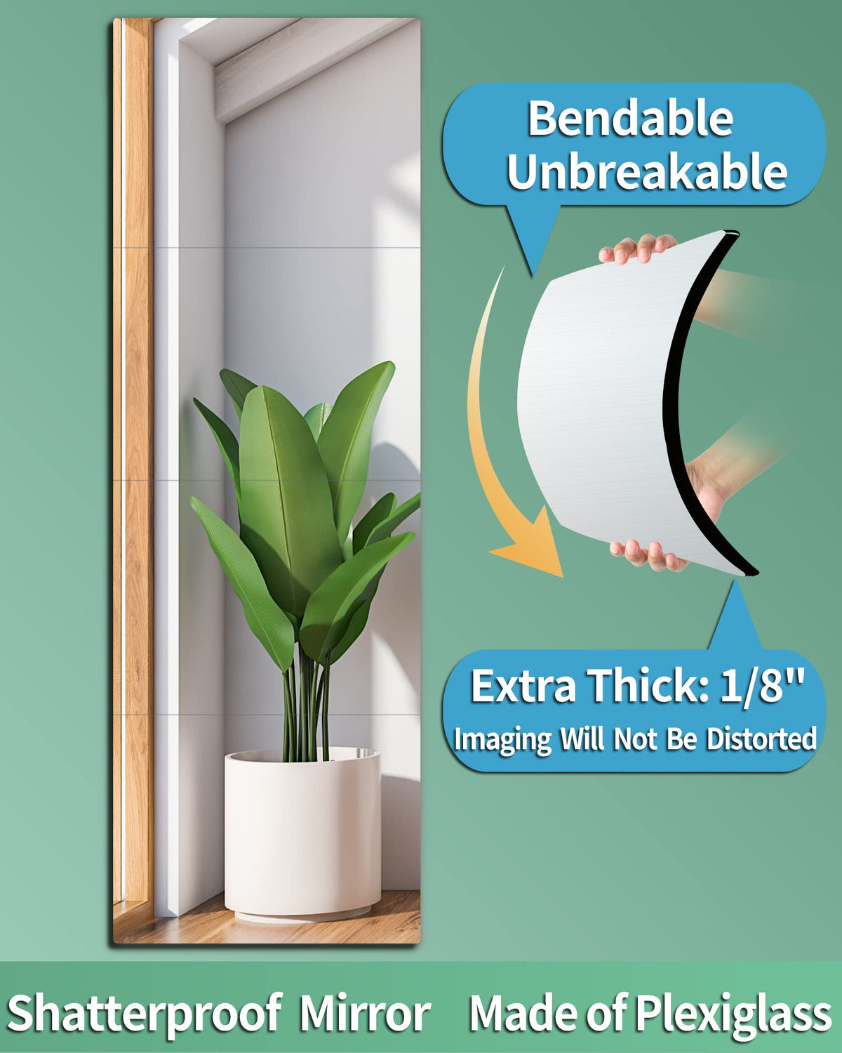 Shatterproof Wall Mirror Full Length for Bedroom, Plexiglass Gym Mirrors For Home, Extra Thick: 0.12 inch, 12 x 12 inch x 4 Pcs, Workout Mirrors Safe for Kids, Over The Door, Long Wall Mounted UNBREAKABL MIRO