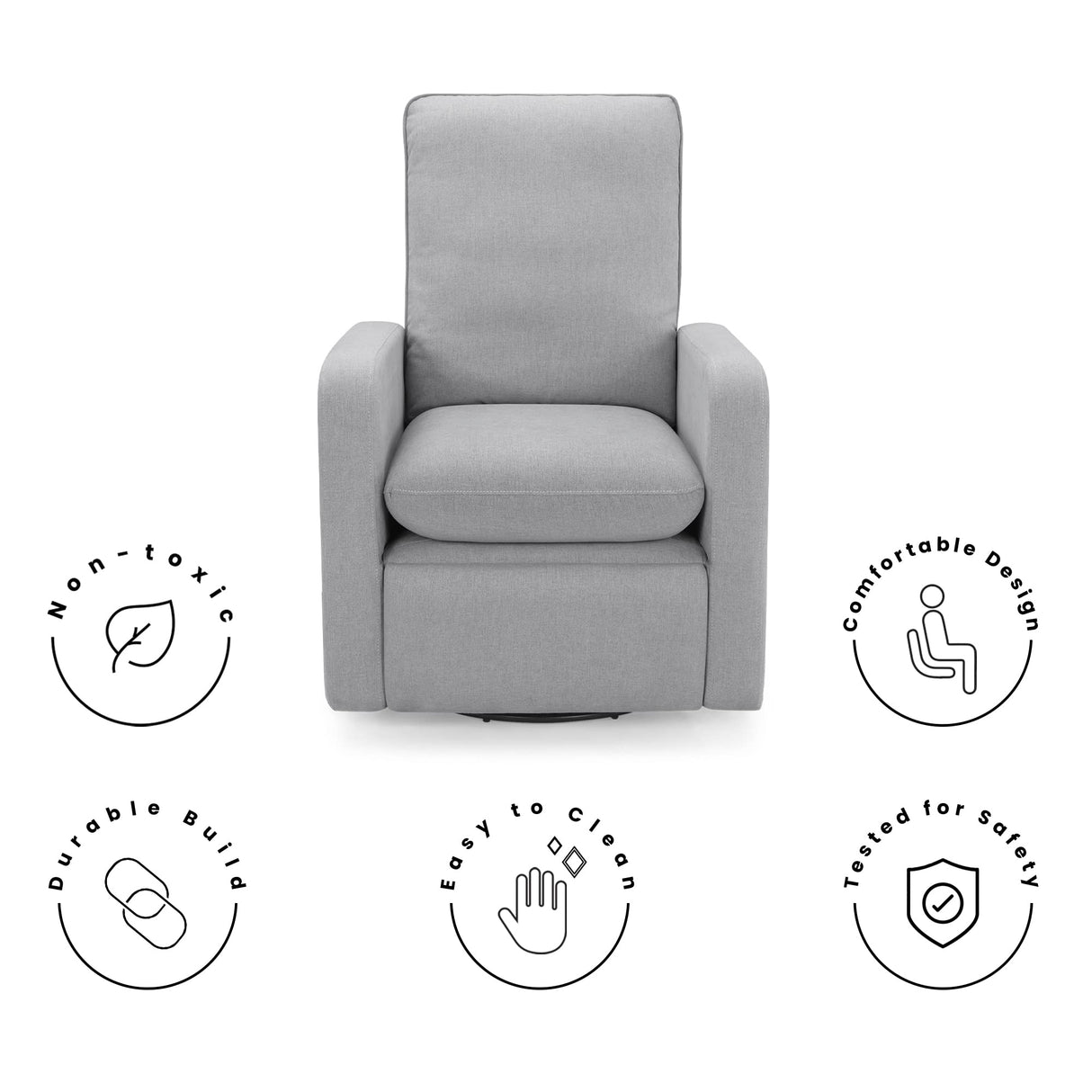 GAP babyGap Cloud Recliner with LiveSmart Evolve - Sustainable Performance Fabric, Grey Delta Children