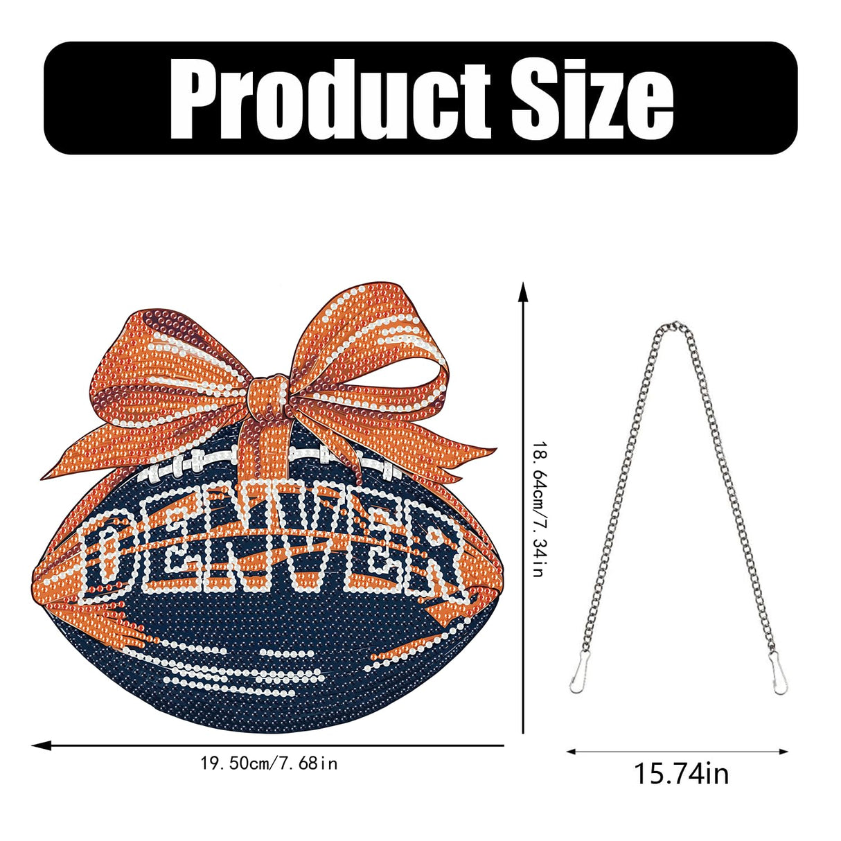 Rertcioph Football Diamond Art Hanging Kit for Adults, DIY Acrylic 5D Diamond Painting Hanging Ornament for Denver Home Wall Decor and Gift Rertcioph