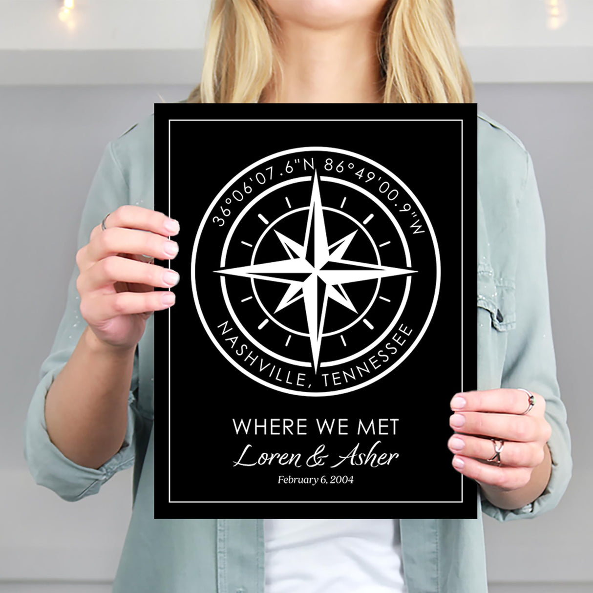 Customizable Compass Coordinates Fine Art Print | Personalized Latitude & Longitude Gift for Special Occasions, Weddings or Anniversary (Black) DREAM BIG PRINTABLES