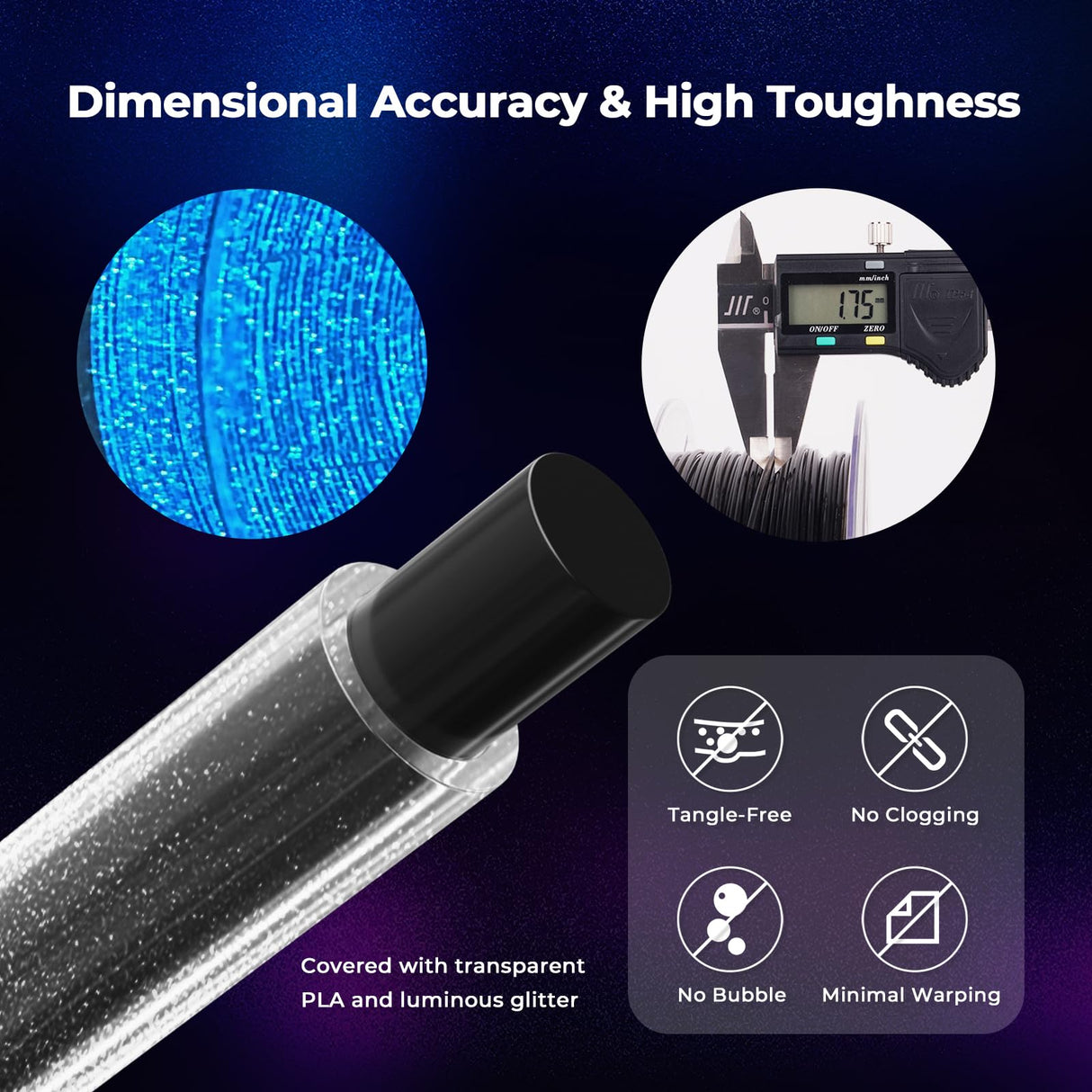 AMOLEN Glow in The Dark Filament, 1.75mm 3D Printer PLA Filament, Dimensional Accuracy +/- 0.02 mm, 1KG/2.2lb, Fit Most FDM Printer, Firefly Blue AMOLEN