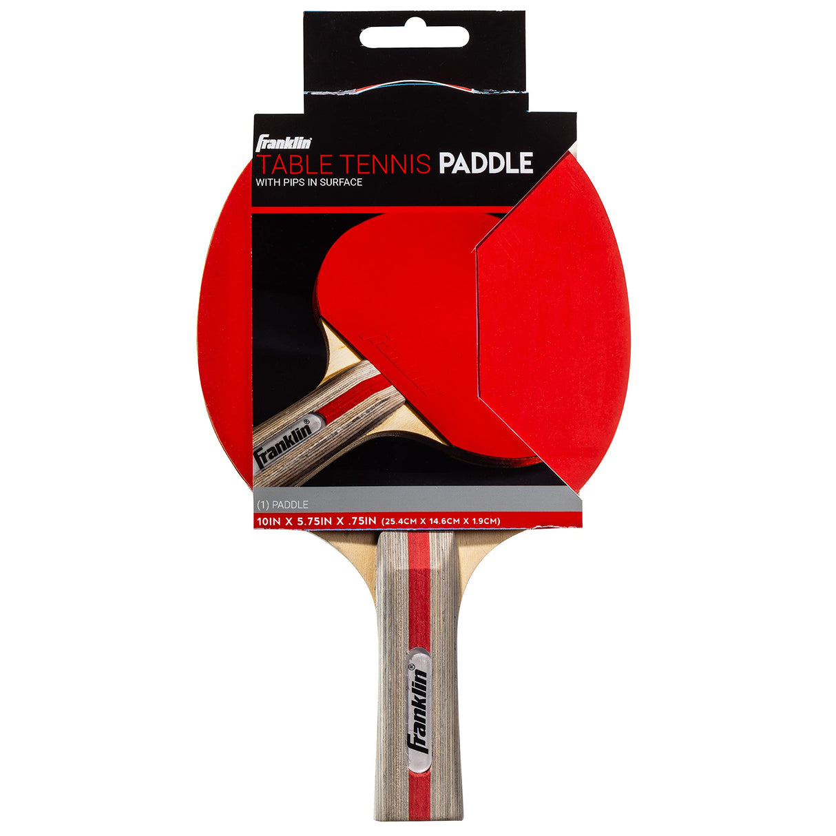 Franklin Sports Ping Pong Paddle - Performance Table Tennis Racket - Wooden Pro Style Paddle with Rubber Surface - Red + Gray Franklin Sports