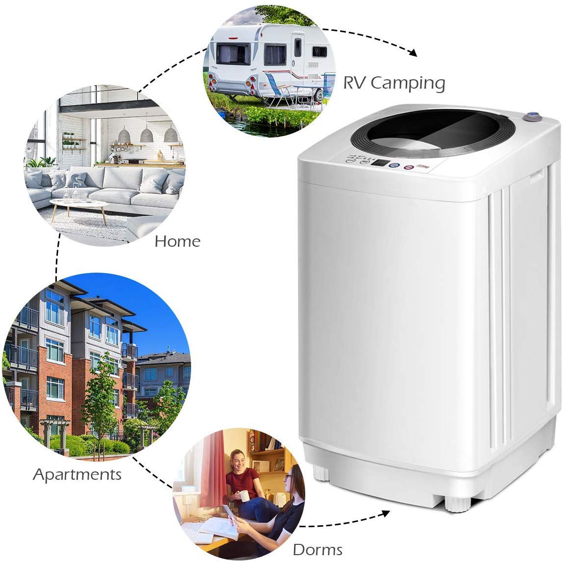 Giantex Portable Washing Machine, Full Automatic Washer and Dryer Combo, with Built-in Pump Drain 8 LBS Capacity Compact Laundry Washer Spin Dryer for Apartment RV Dorm Giantex