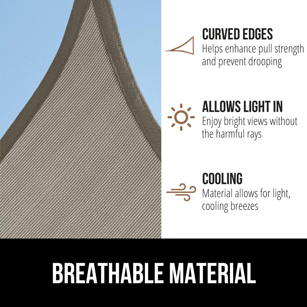 GORILLA GRIP Heavy Duty Sun Shade, UV Protection Fade Tear and Rust Resistant Rectangle Sunshade Canopy, Curved Edges Blocks Sunlight, Breathable Sail, Outdoor Patio, Lawn Garden, 8x10 FT Gray Gorilla Grip