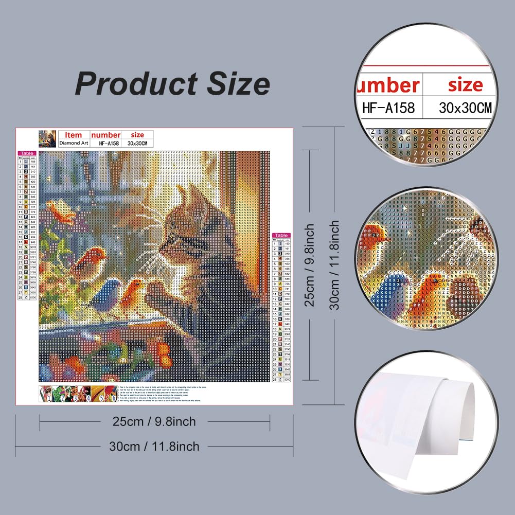 hill froeistung Cat Diamond Art Kits for Adults,5D Bird Diamond Art Painting Kits for Beginners,DIY Paint with Round Full Drill Diamond Dots Craft Home Wall Decor Gift 12x12 inch,Animal hill froeistung