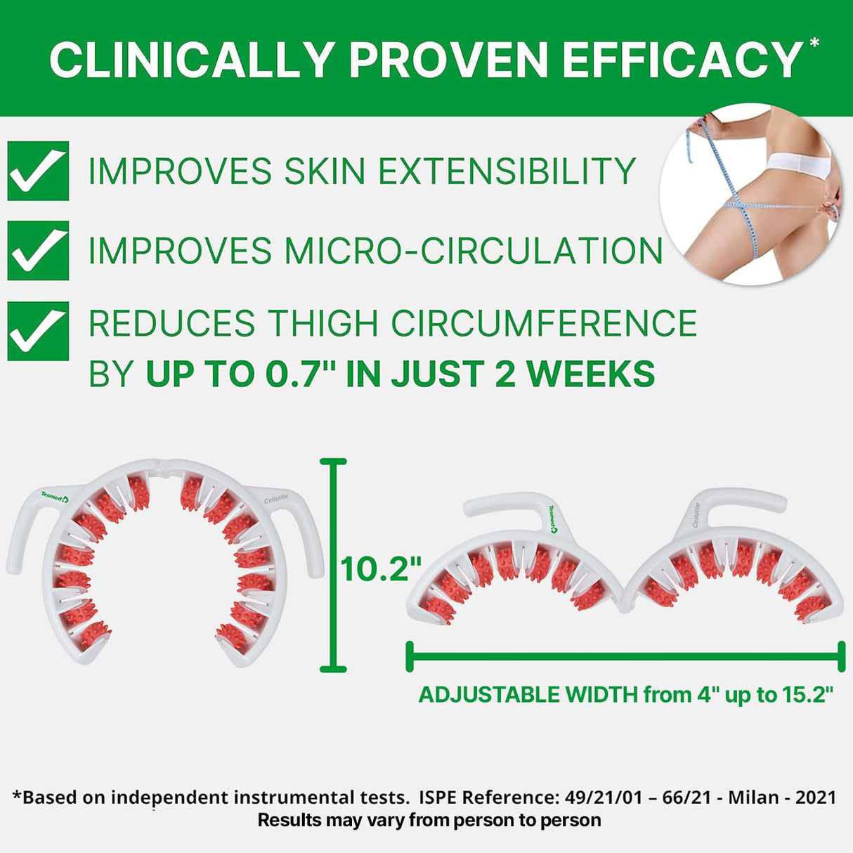 TESMED Anti Cellulite Massager: Clinically Proven Efficacy, Made in Italy, with Converging & Diverging Roller Technology. Patented Cellulite Roller for Thighs and Buttocks. TESMED