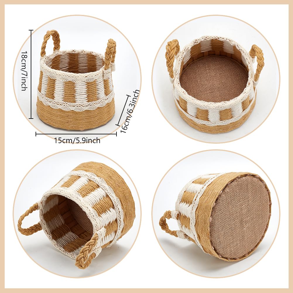 FREEBLOSS Macrame Cord Basket Weaving Craft Kit for Beginners DIY Storage Basket Storage Bins Basket Making Supplies for Adults Basket Weaving Kits for Adults FREEBLOSS