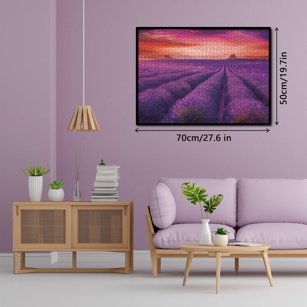 Purple Lavender Field Jigsaw Puzzle 1000 Piece, Sunset Landscape Scenery Nature Puzzles for Adults, Challenging Difficult Hard Impossible Puzzles BBOLDIN