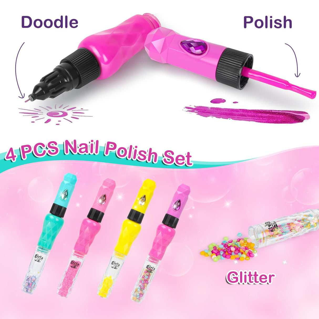 Kids Nail Polish Set for Girls - Nail Art Kit for kids Ages 7-12 - Girl Gifts - Non Toxic Nail Polish,Girls Stuff for Spa,Makeup,Manicure - Birthday Gifts for Girl Age 6 7 8 9 10-12 Years old Combaybe