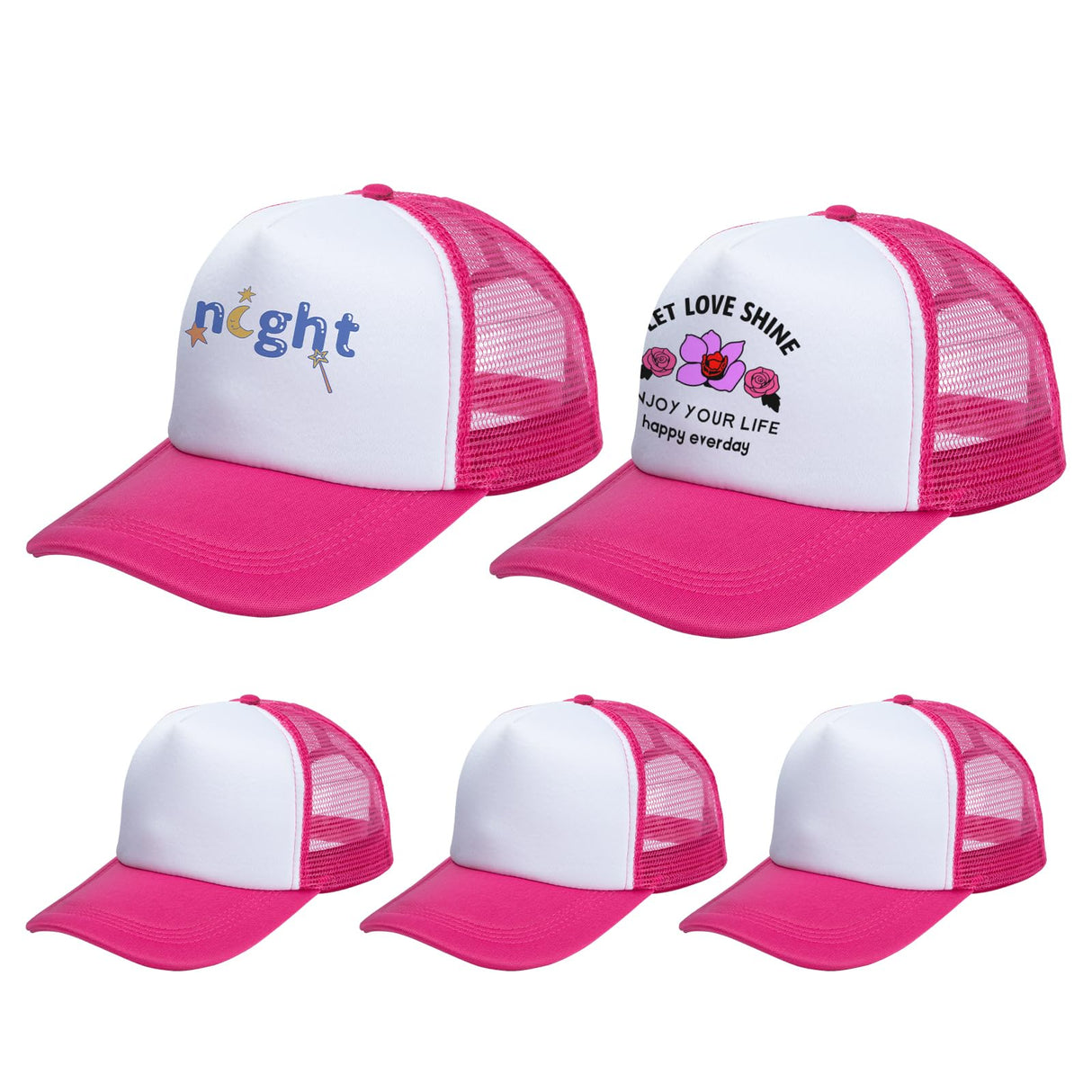 HTVRONT Sublimation Hats Trucker Hat 5PCS Red - Custom Trucker Hat Sponge for HTV Vinly, Sublimation, Embroidery, 3D Embroidery - Trucker Hats Women and Men Breathable Mesh for Parties, Travel, Gifts HTVRONT