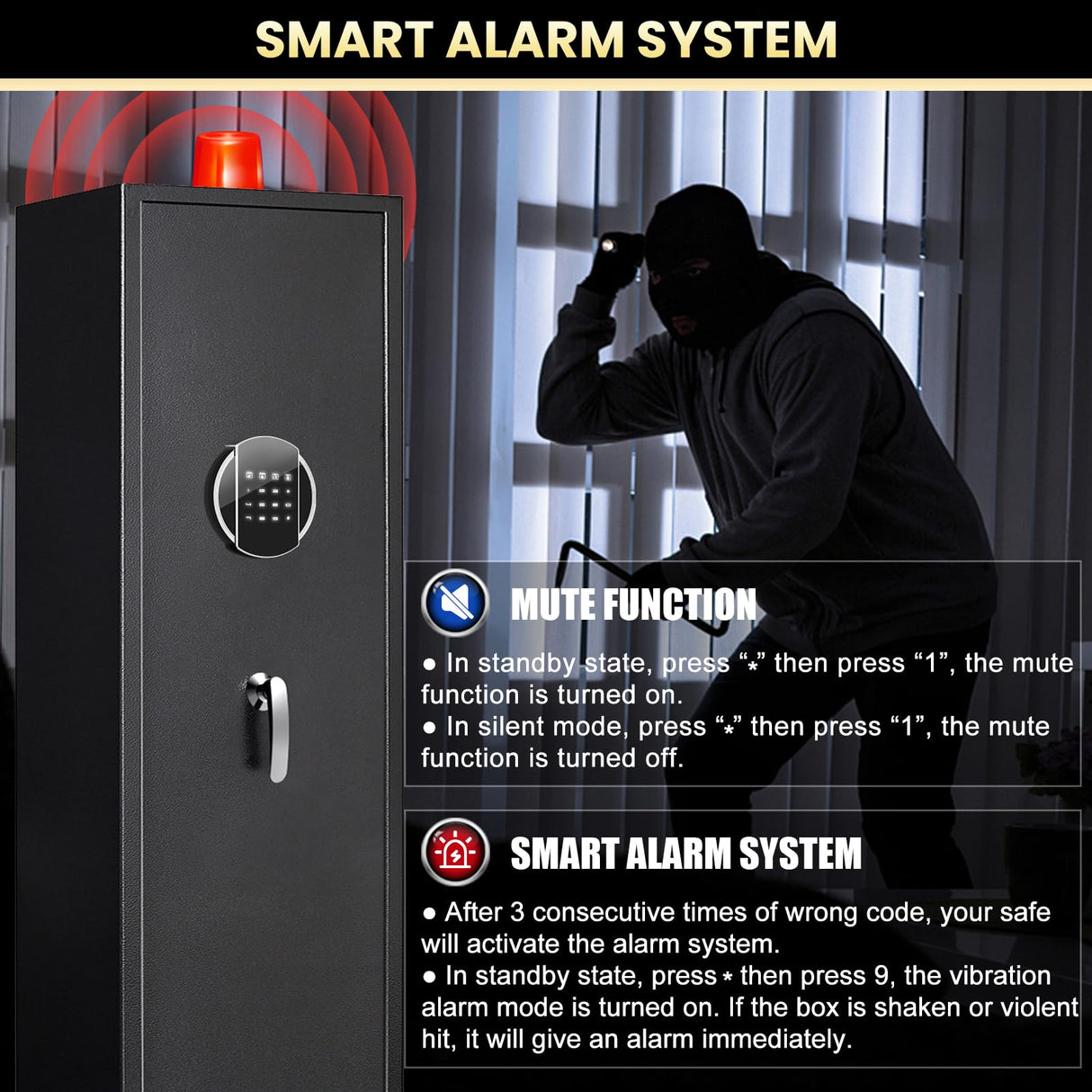 Omethey 4-5 Gun Safe, Gun safes for Home Rifle and Pistols, Quick Access Rifle Safes for Shotguns, Gun Cabinets with Adjustable Racks, Large Space Storage Gun Cabinet Omethey