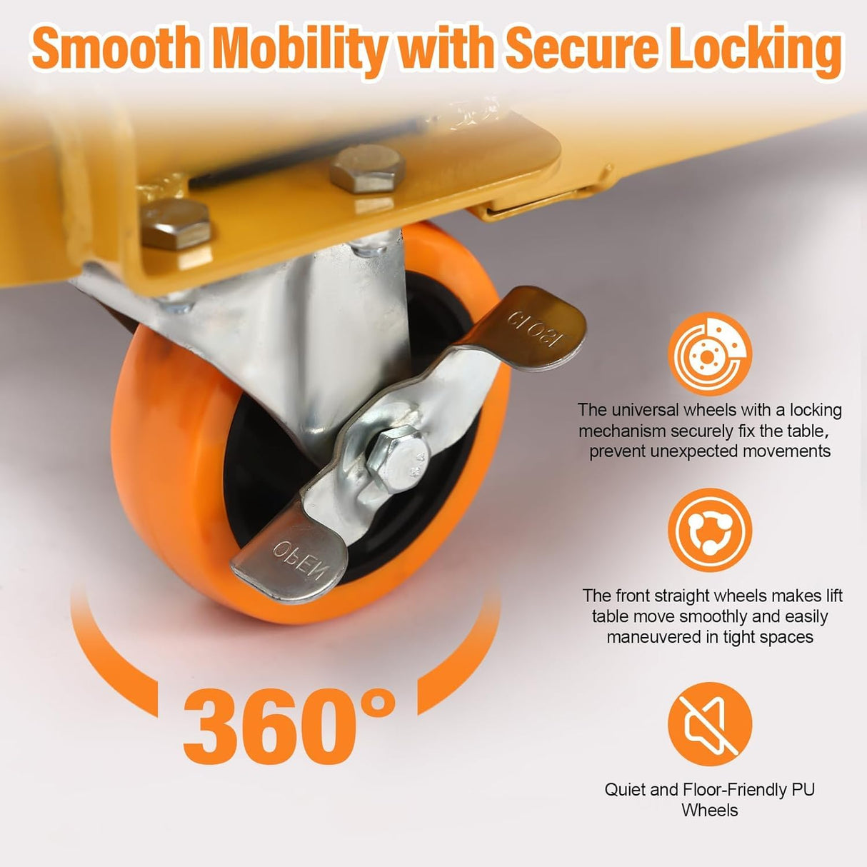 Hydraulic Lift Table Cart, 770lbs Capacity Double Scissor Lift Table w/Locking Wheels,51" Lifting Height Manual Elevating Cart Hydraulic Material Lift Pallet Truck for Material Handling,Transportation MOCHAG
