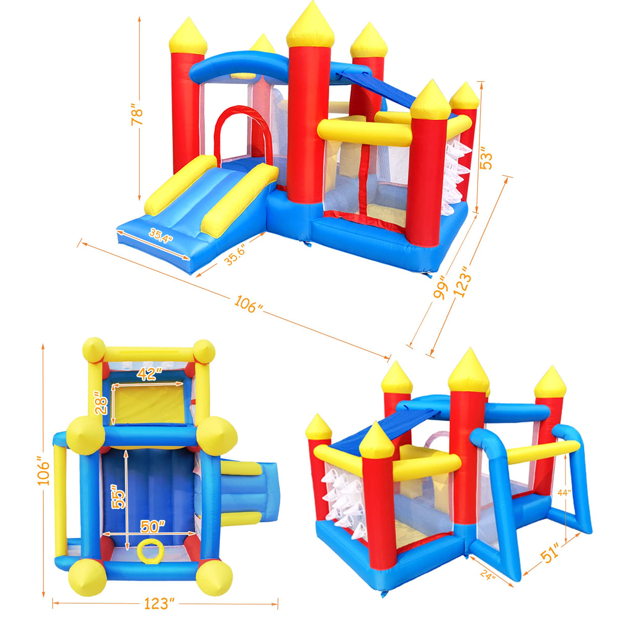 Baralir Inflatable Bounce House for Kids 3-6, Toddler Jumper with Slide and Ball Pit Water Pool(with Sun Cover), Perfect for Outdoor Indoor Kids Party - Blower Included Baralir