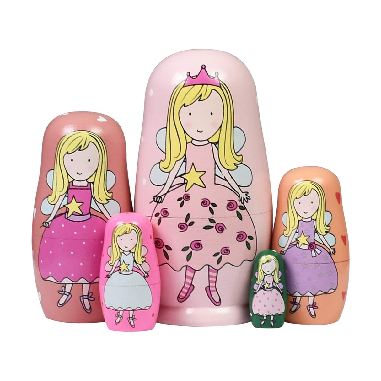 HYCLES Nesting Dolls Russian Matryoshka Wood Stacking Nested Set for Kids Handmade Toys for Children Kids Christmas Birthday Decoration Halloween Wishing Gift HYCLES