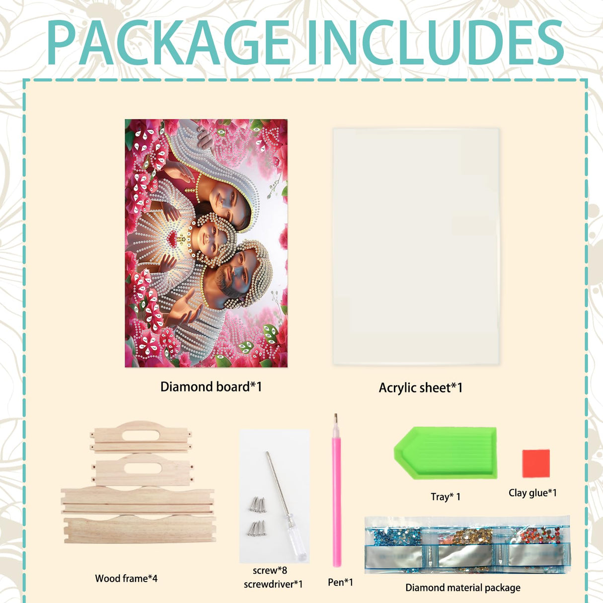 JZHYOAN Diamond Painting Trays for Adult, DIY Special Platter Creative Design, Food Large Art Serving Platter for Party Holiday Diamond Painting Table for Living Room Dining Woman Man Family JZHYOAN