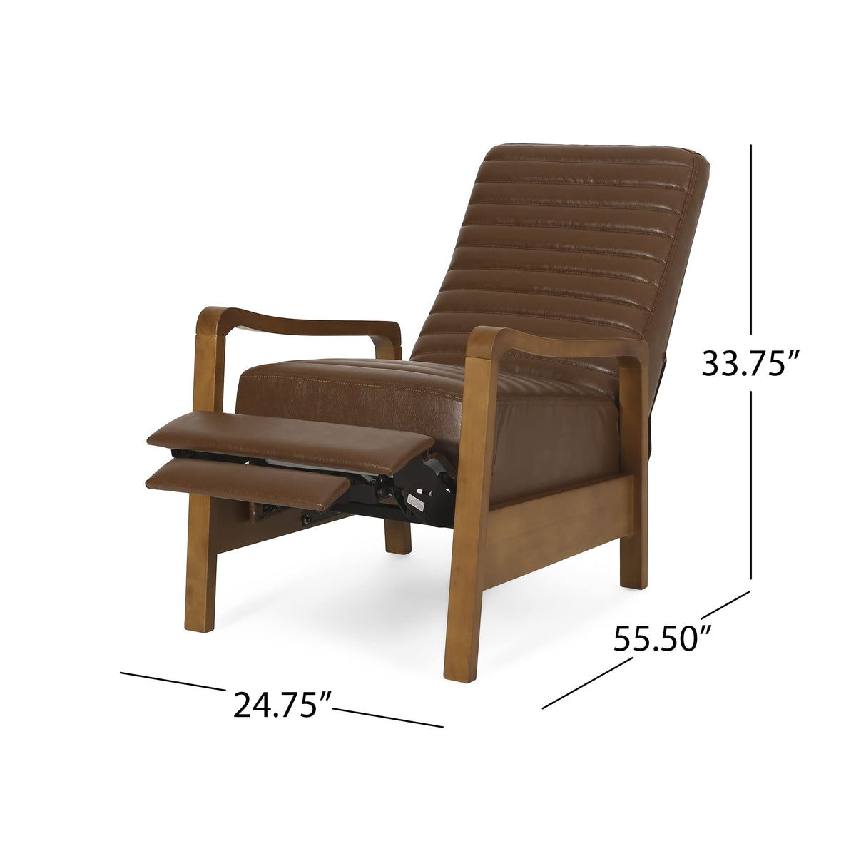 Christopher Knight Home Munro Channel Stitch Pushback Recliner - Cognac Brown/Teak Christopher Knight Home