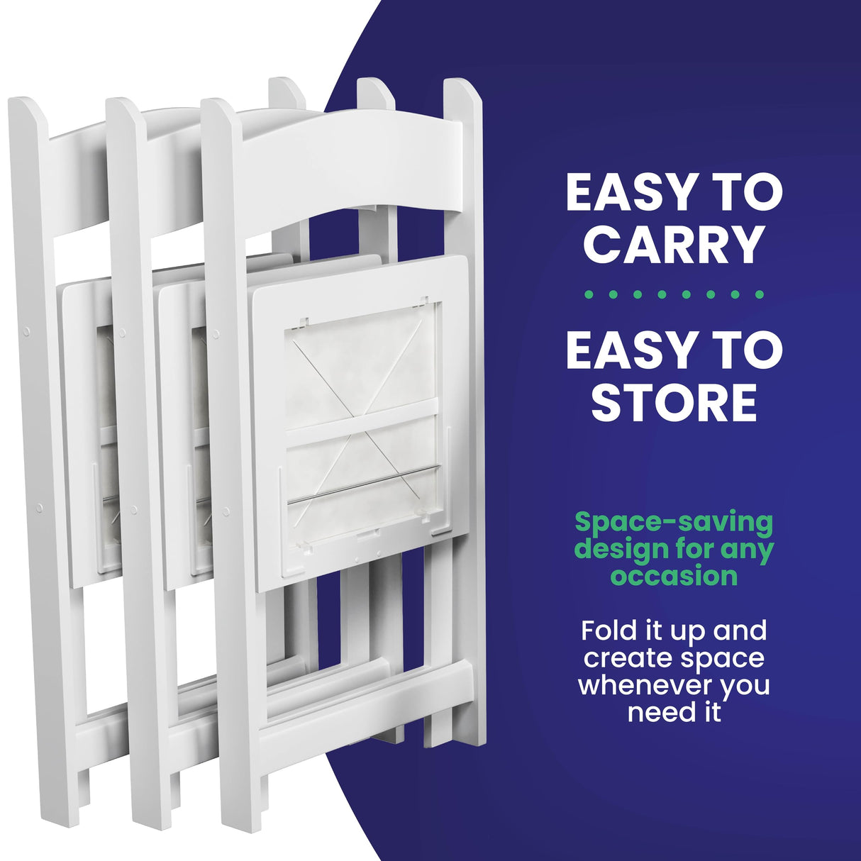 4 White Resin Stackable Folding Chairs - Comfortable White Foldable Chair - Folding Chairs with Padded Seats - Indoor/Outdoor Folding Chairs for Events - Lightweight Foldable Chairs (4 Pack) Simplex Furniture