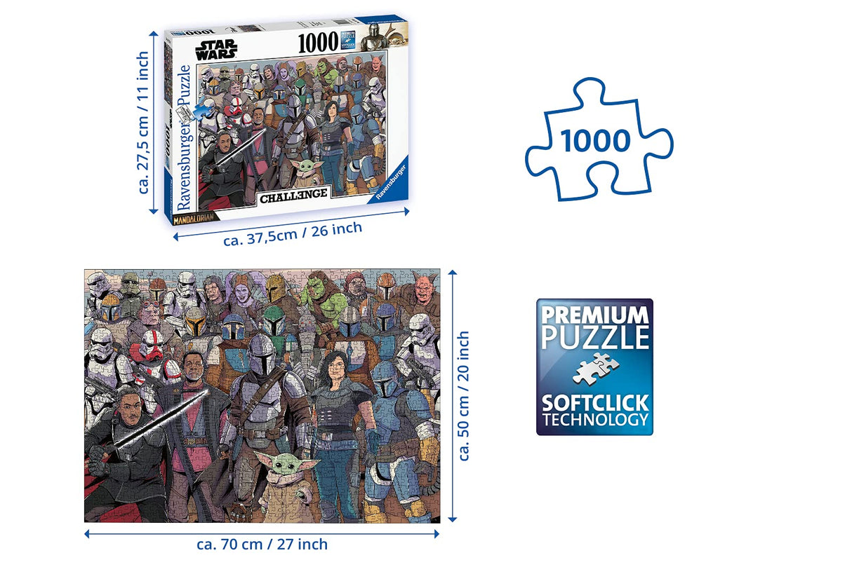 Ravensburger Star Wars The Mandalorian Challenge 1000 Piece Jigsaw Puzzle for Adults - 16770 - Every Piece is Unique, Softclick Technology Means Pieces Fit Together Perfectly Ravensburger