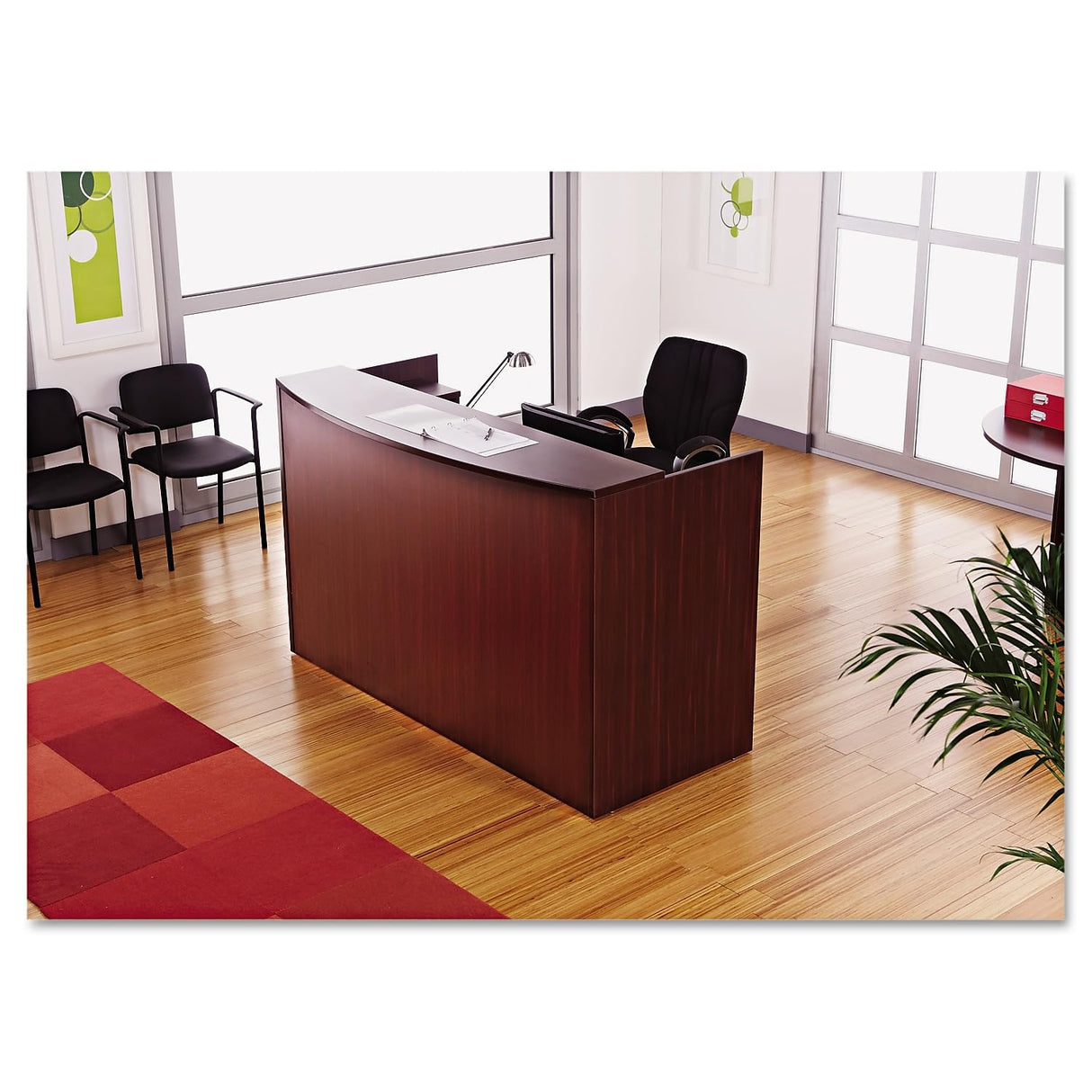 Alera ALE Valencia Series Reception Desk w/Counter,71w x 35 1/2d x 42 1/2h, Mahogany Alera