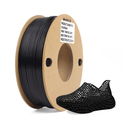 LOTACTREE TPU Filament 1.75mm 250g (0.55lb) Black, 95A Flexible Rubber-Like 3D Printer Filament, High Elasticity +/-0.03mm Accuracy, Tangle-Free Spool for FDM Printers