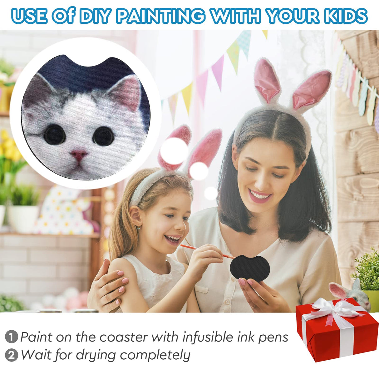 40PCS Sublimation Blanks Car Coasters,Sublimation Coasters Blanks 2.75 Inch/5mm Thicker Circular for Thermal Sublimation DIY Crafts Painting Heat Transfer Car Cup Coasters LeucSuiok