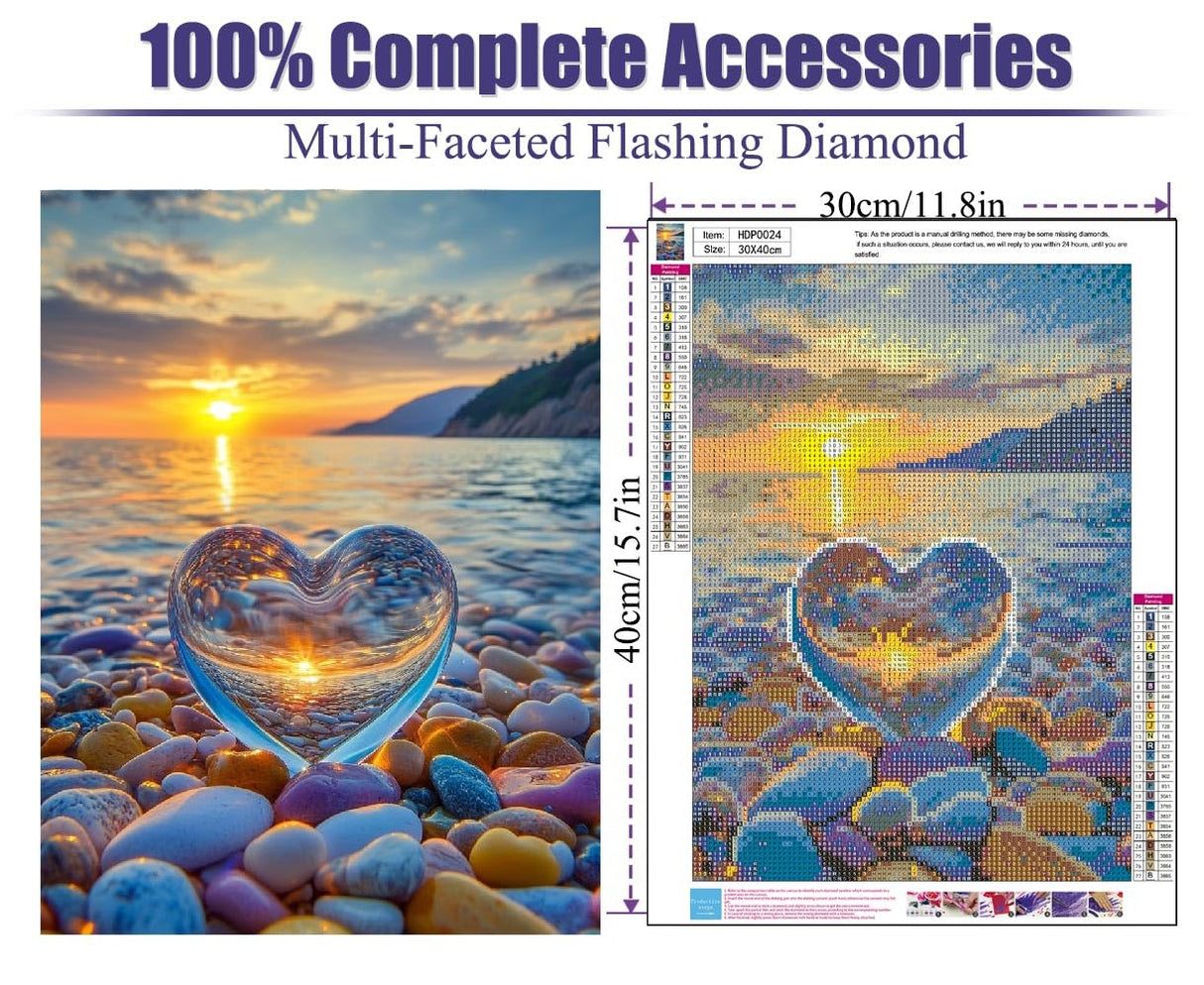 VividMeng Beach Diamond Art Kits for Adults,Sunset Diamond Painting Kit for Adults,DIY Full Drill Diamond Painting Beach Gem Art and Crafts 12x16inch VividMeng