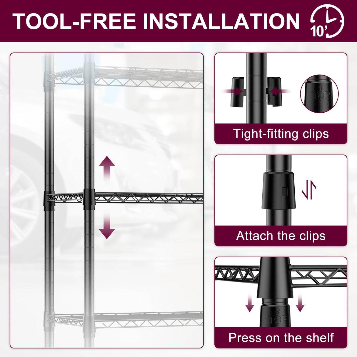 Homtura 2 Pack 5-Tier Metal Wire Shelving Unit with Wheels & Feet, 14" D x 30" W x 60" H,750 lbs Capacity Adjustable Heavy Duty Steel Wire Rack Storage Shelves for Kitchen, Garage, Pantry Homtura