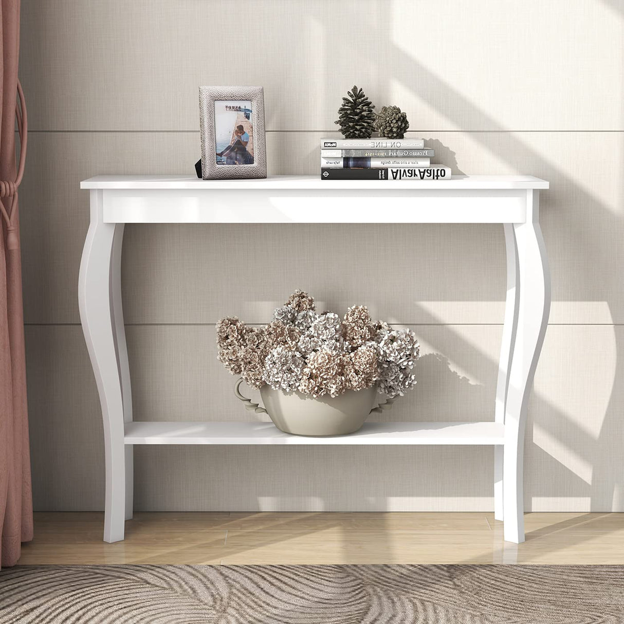ChooChoo Narrow Console Table, Chic Accent Sofa Table, Entryway Table, White ChooChoo