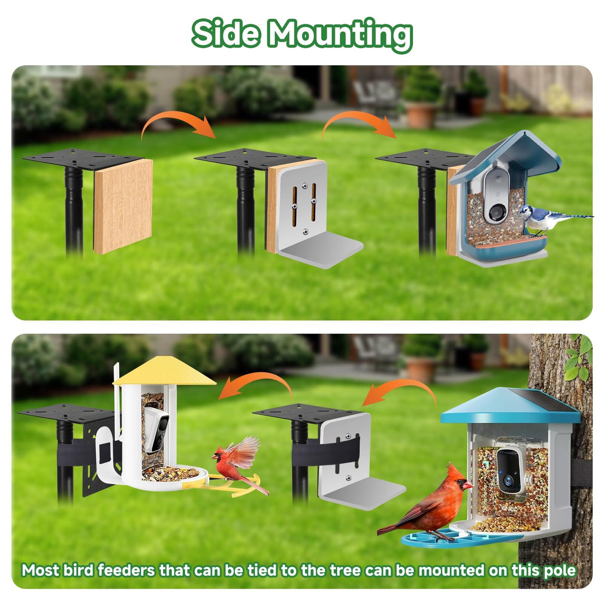 Proerr 79In Smart Bird Feeder Pole Mount Kit,Adjustable Bird House Pole for Outdoors Heavy Duty, Metal Birdhouse Stand for Outside Multiple Mounting Option(Black Finish) PROERR