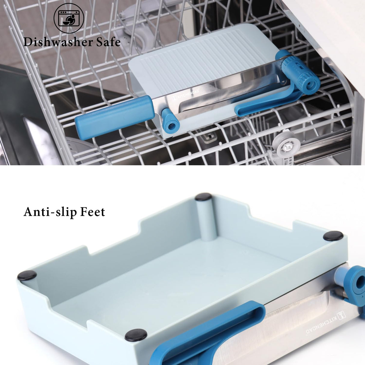 KITCHENDAO Multipurpose Cheese Slicer Cutter with Board for Arthritic and Weak Hands, Adjustable Thickness Dial for Block Cheese, Effortless Slicing, Guillotine Sausage Ham Biltong Jerky Slicer KITCHENDAO