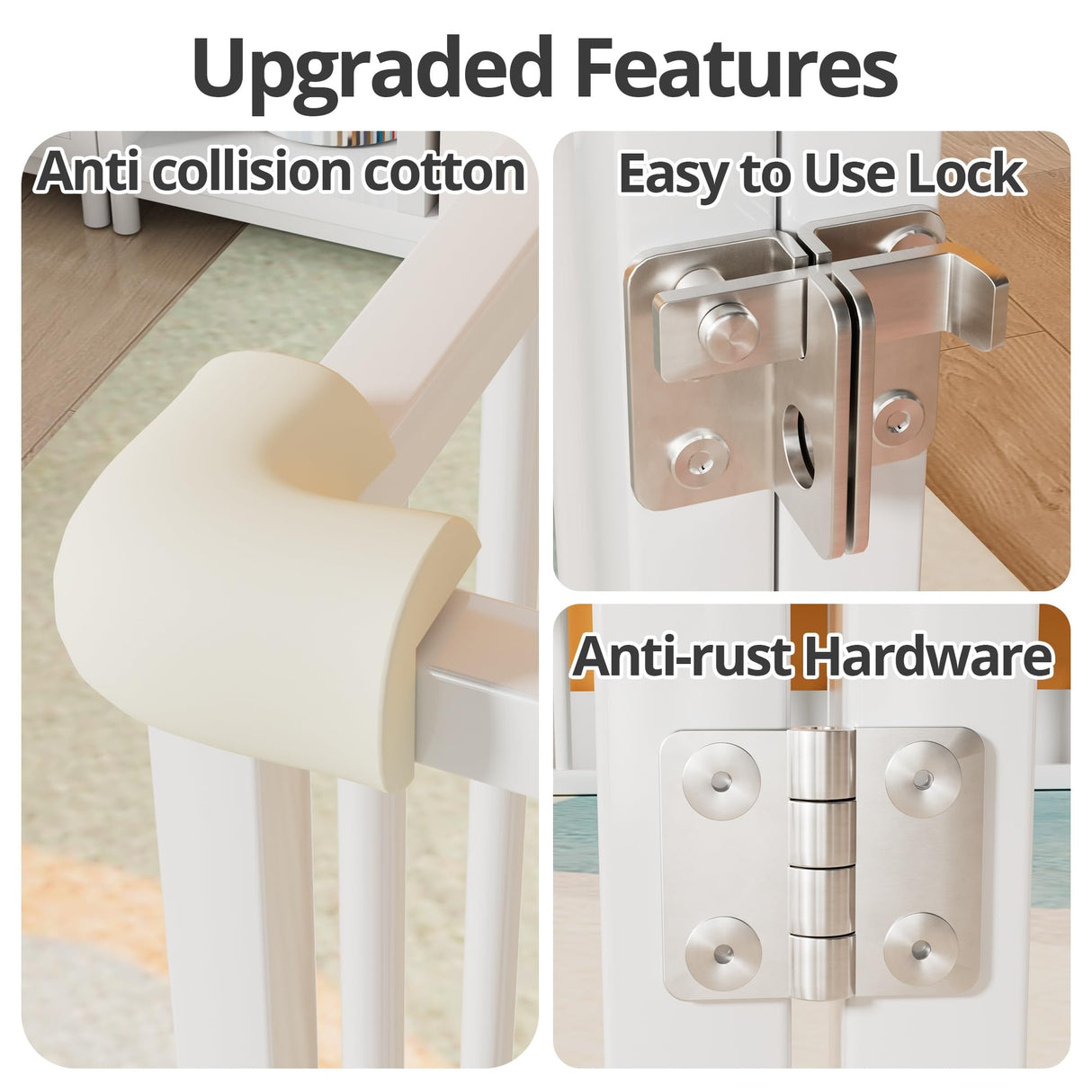 TURRIDU Twin Floor Bed for Child, Metal Montessori Bed Frame with Safety Guardrails & Door, Montessori Floor Bed Frame with Anti-Collision Cotton for Girls and Boys, No Box Spring Needed, White TURRIDU