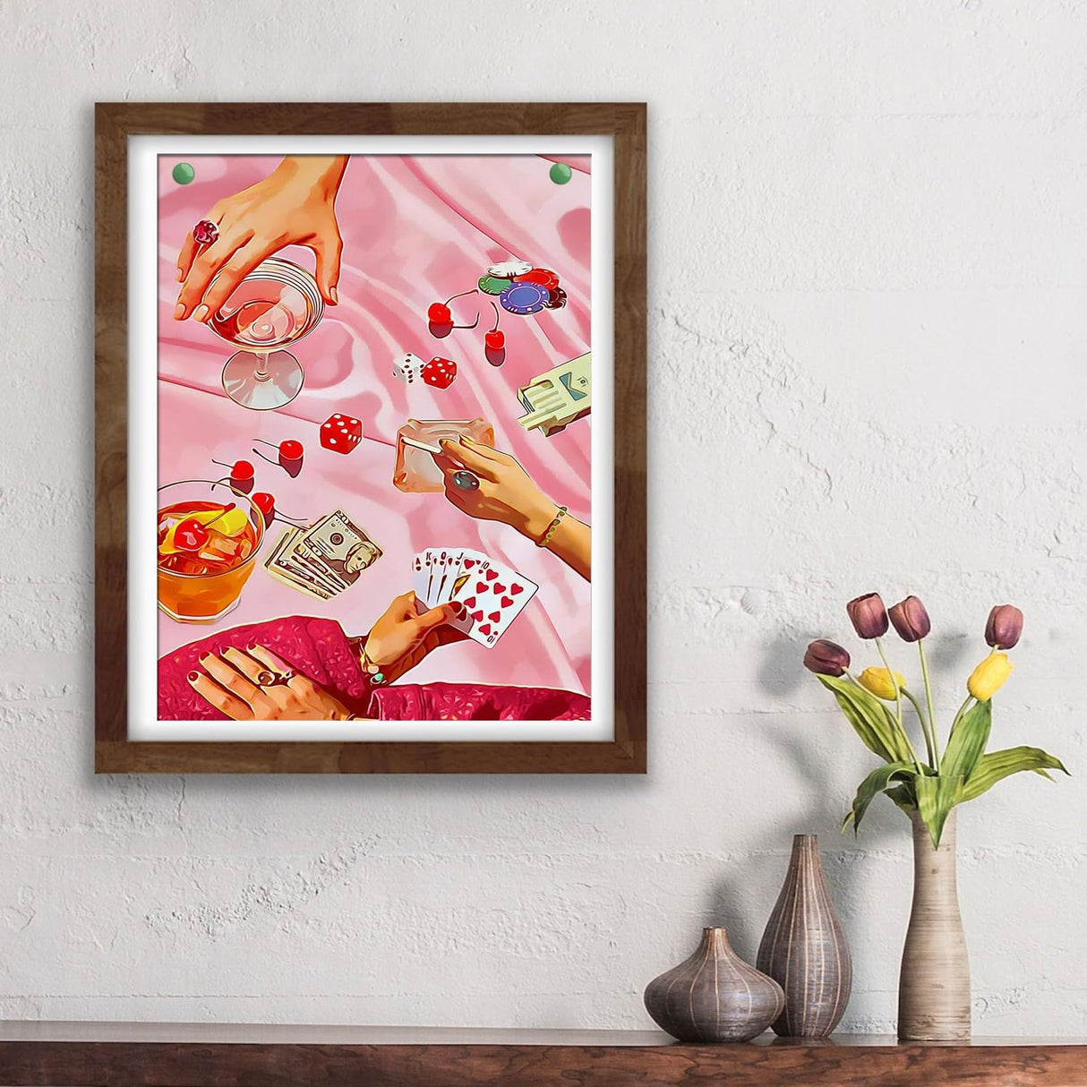 KICHANG Pink Diamond Art Kits for Adults Beginner,DIY Modern Diamond Painting 5D Round Full Drill Diamond Dots Gem Art Crafts with Tools,Funny Crafts for Home Wall Decor&Gift-12x16in KICHANG