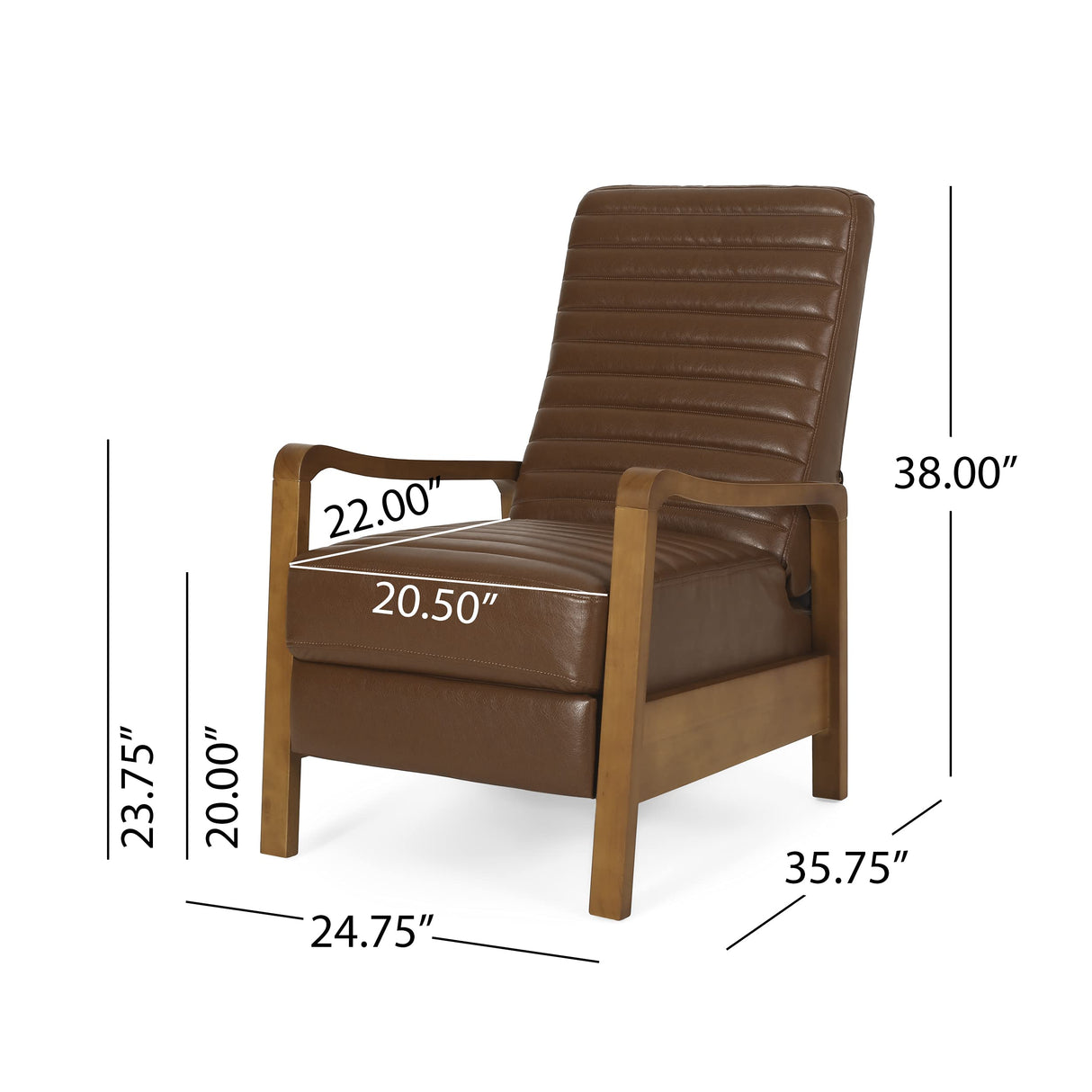 Christopher Knight Home Munro Channel Stitch Pushback Recliner - Cognac Brown/Teak Christopher Knight Home
