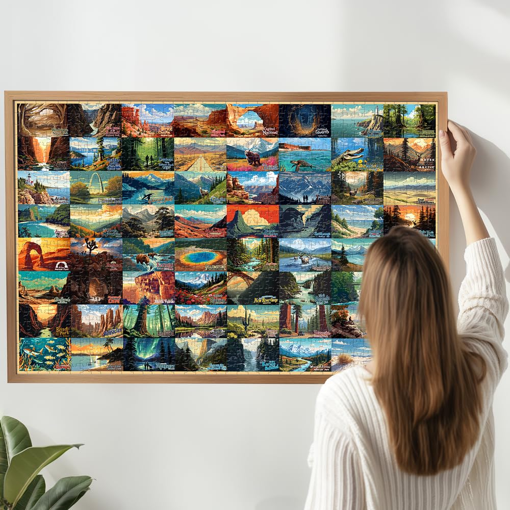 SHOXREM 1000 Pieces National Parks Jigsaw Puzzle - Vintage National Parks Puzzle for Adults, Perfect for Nature Lovers SHOXREM