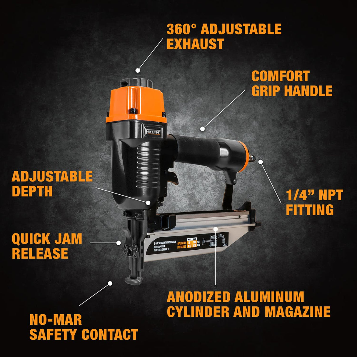 Freeman PFN64 16 Gauge Straight Finish Nailer , Black Freeman