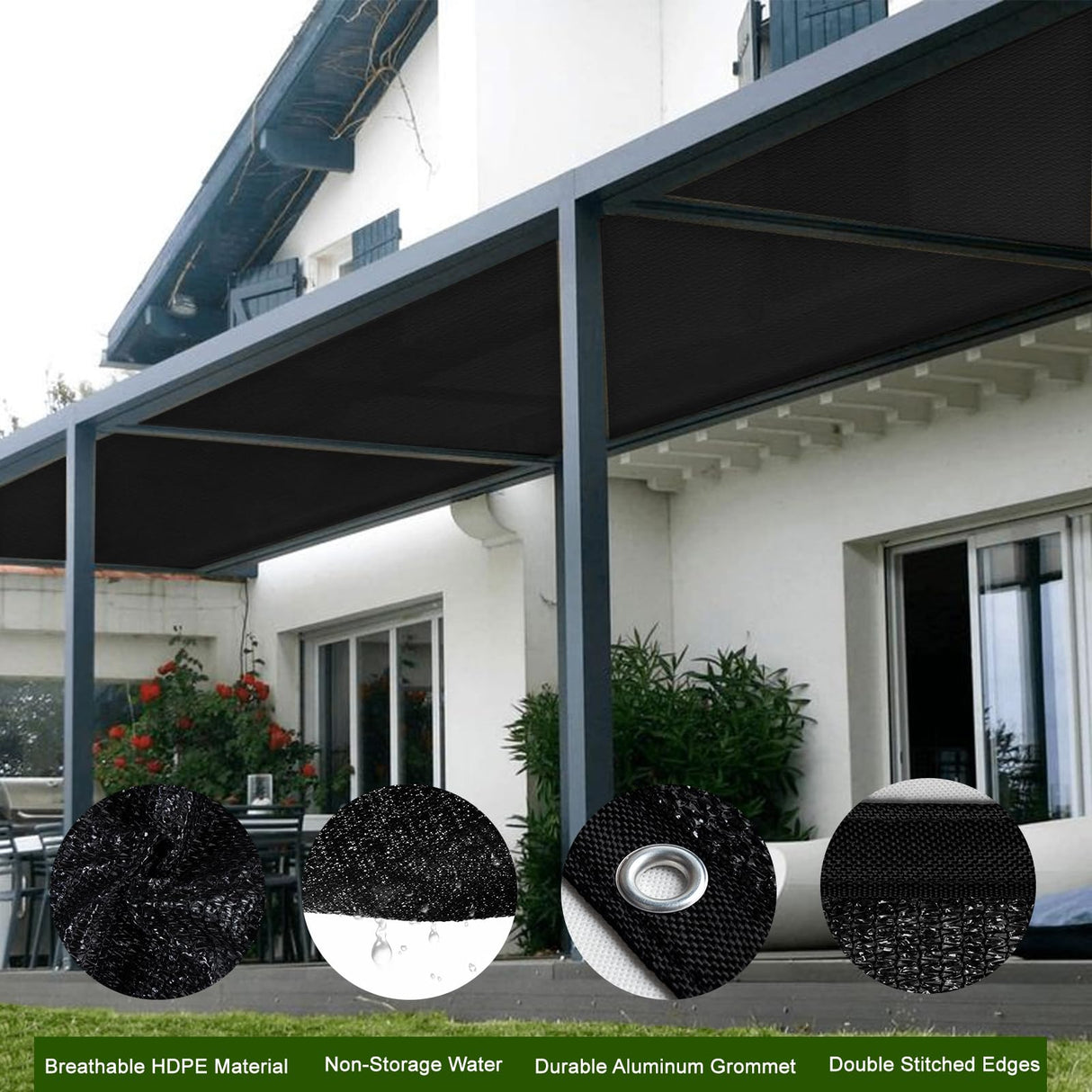 LOVE STORY 90% Sun Shade Cloth Black Mesh Tarp with Grommets 6.5 x 20FT Shade Cover for Greenhouse Patio Canopy Garden Pergola Dog House Chicken Coop LOVE STORY