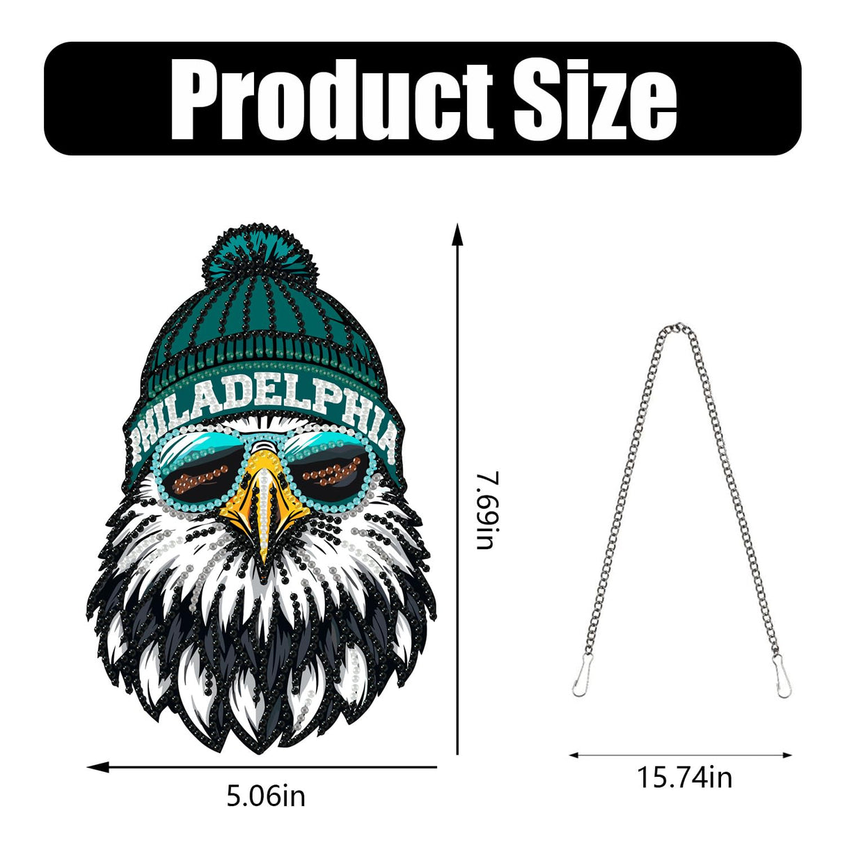 DIY Diamond Art Hanging Kit for Adult,Football Style Acrylic Diamond Art Painting Window Pendants Home Garden Wall Hanging Kits Hanging Ornament,Single Sided(Philadelphia Green) Weadatty