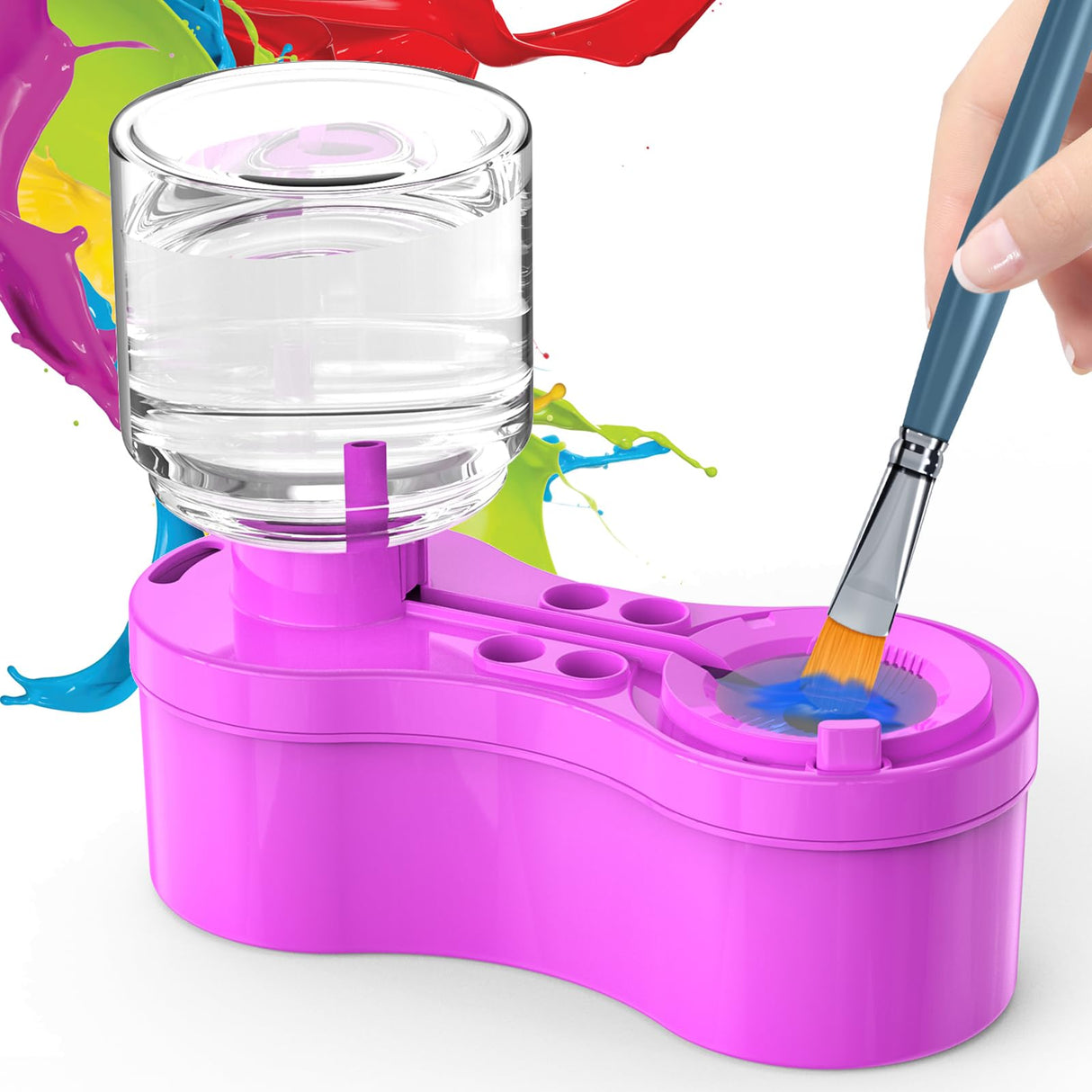 Paint Brush Cleaner, Painting Station for Kids Adult Artist, Paint brushes Cleaner Tool with Drain and Brush Holder-Paint Brush Rinser for Arylic,WaterColor-Water Based Paints,Drawing and Art Supplies ACGASK