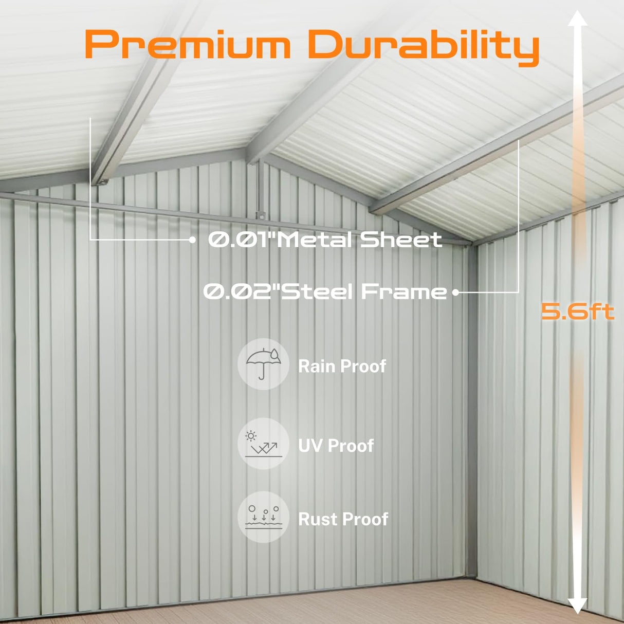 6 x 4 FT Outdoor Storage Shed, Metal Garden Tool Shed with Slooping Roof, Lockable Doors and Aluminum Frames, Easy to Assemble for Garden, Patio, Lawn, White LINKHOO