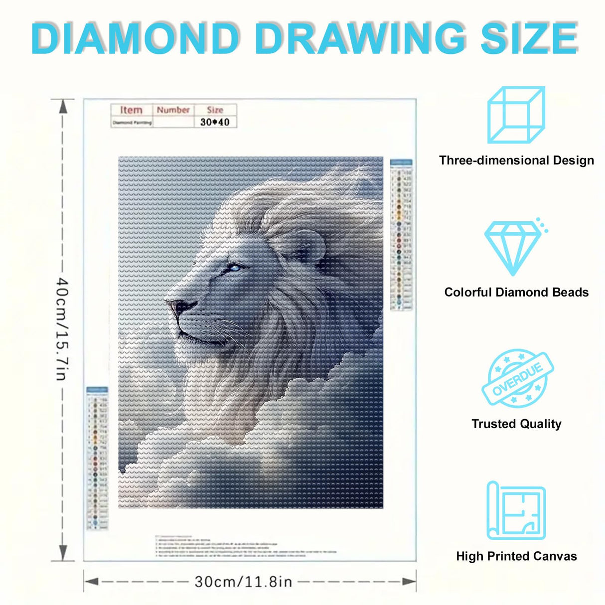 MTPGNW Lion White Cloud Diamond Painting Kits for Adult,5D DIY Blue Sky Diamond Art Painting Decoration Home Wall Decor Painting Kits Gifts for Women 16x24 INCH MTPGNW
