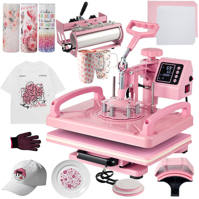 Hitgrand Heat Press Machine 12x15 inch, Heat Press Machine for T-Shirts, 5 in 1 Heat Press with 30 OZ Tumbler Press, Combo Tumbler Heat Press Machine Sublimation for Hat Cap Mug Plate