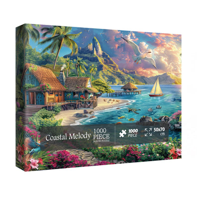 Beach Ocean Puzzles for Adults 1000 Pieces Nature, Summer Hawaii Landscape Scenic Jigsaw Puzzles, Bird Plant Flower Fish Sea Turtle Scenery Puzzle