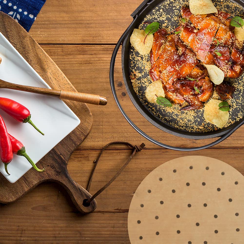 Numola Air Fryer Parchment Paper Liners, 100 Pcs Air Fryer Disposable Paper Liner for 3.4-7QT Air Fryer, 8 Inch Safe Air Fryer Paper, Non-stick Steamer Liner for Microwave, Steaming Basket Numola