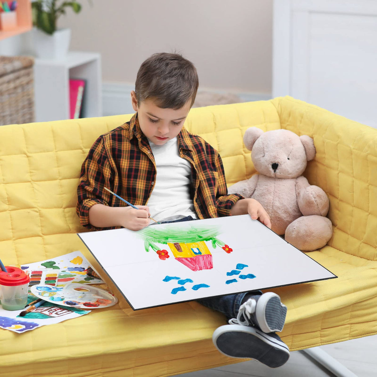 Zhanmai 10 Pcs Blank Game Board 18 x 18 Inches Quad Fold Dry Erase Make Your Own Game Board Folding Cardboard for School Classroom DIY Games Entertainment Activities Zhanmai