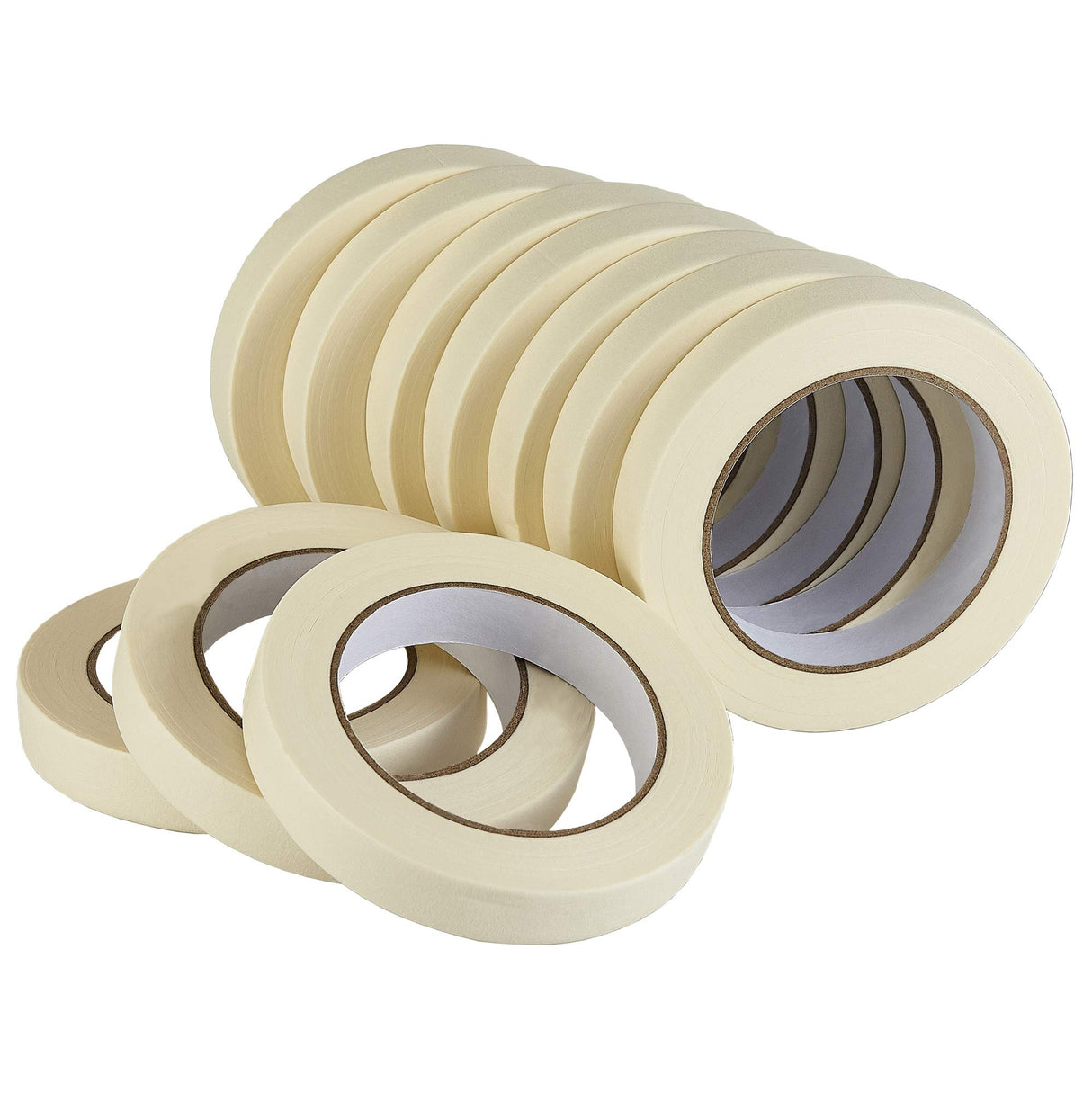 Lichamp Masking Tape 10 Pack General Purpose Beige White Color, 0.75 inch x 55 Yards x 10 Rolls (550 Total Yards), for Painting, Home, Office, School Stationery, Arts, Crafts etc. (3004) Lichamp