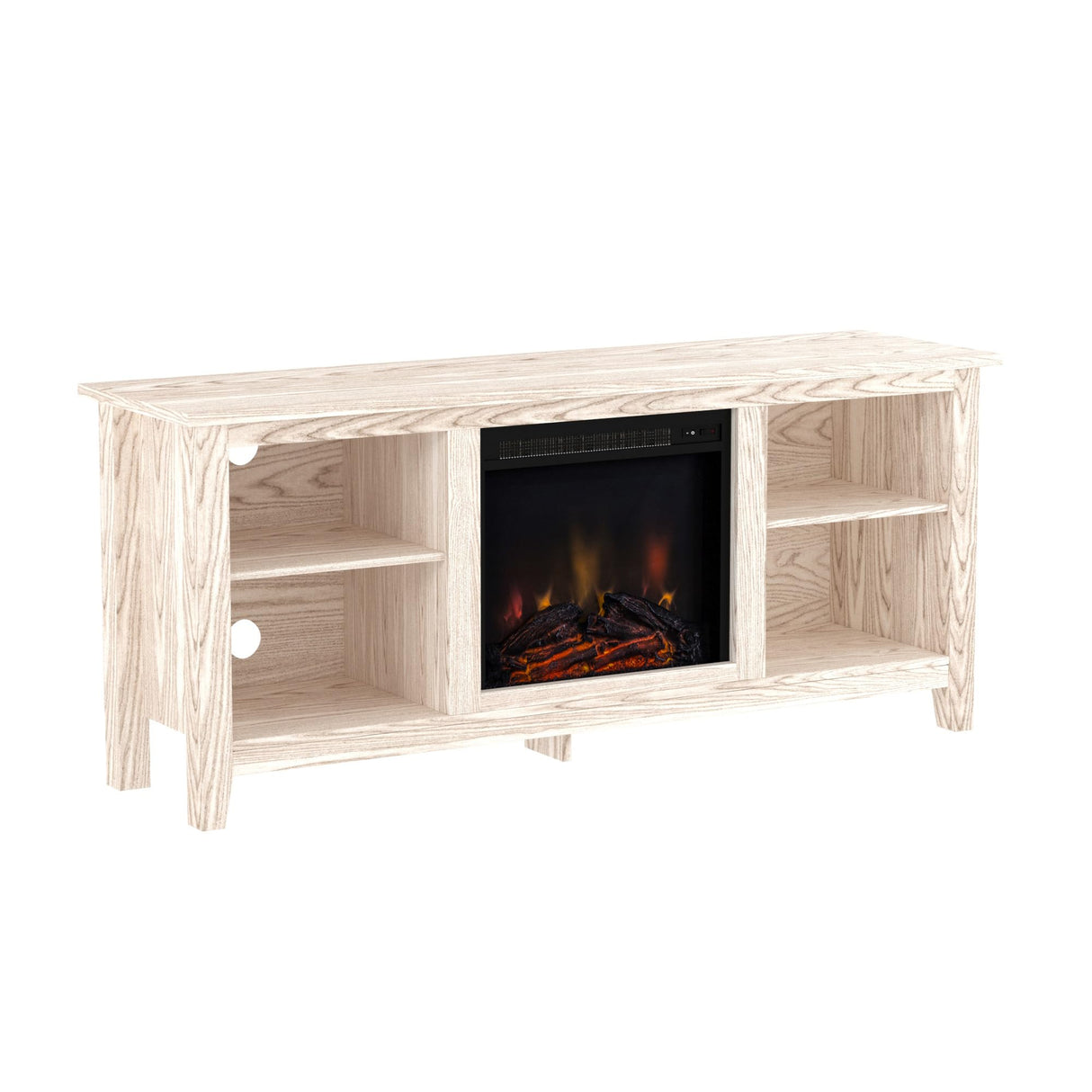 Walker Edison Wren Classic White Wash TV Console for 65 + Inch Television Fireplace Entertainment Center, 58 Inch Walker Edison