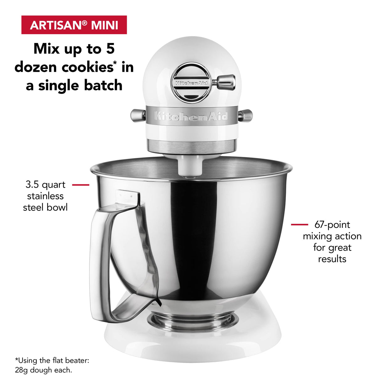 KitchenAid Artisan Mini 3.5 Quart Tilt-Head Stand Mixer - KSM3316X - White KitchenAid
