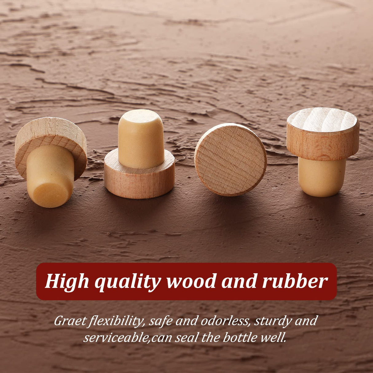 Yalikop 24 Pcs T Shaped Cork Plugs Reusable Wooden & Rubber Wine & Beer Bottle Stoppers Yalikop
