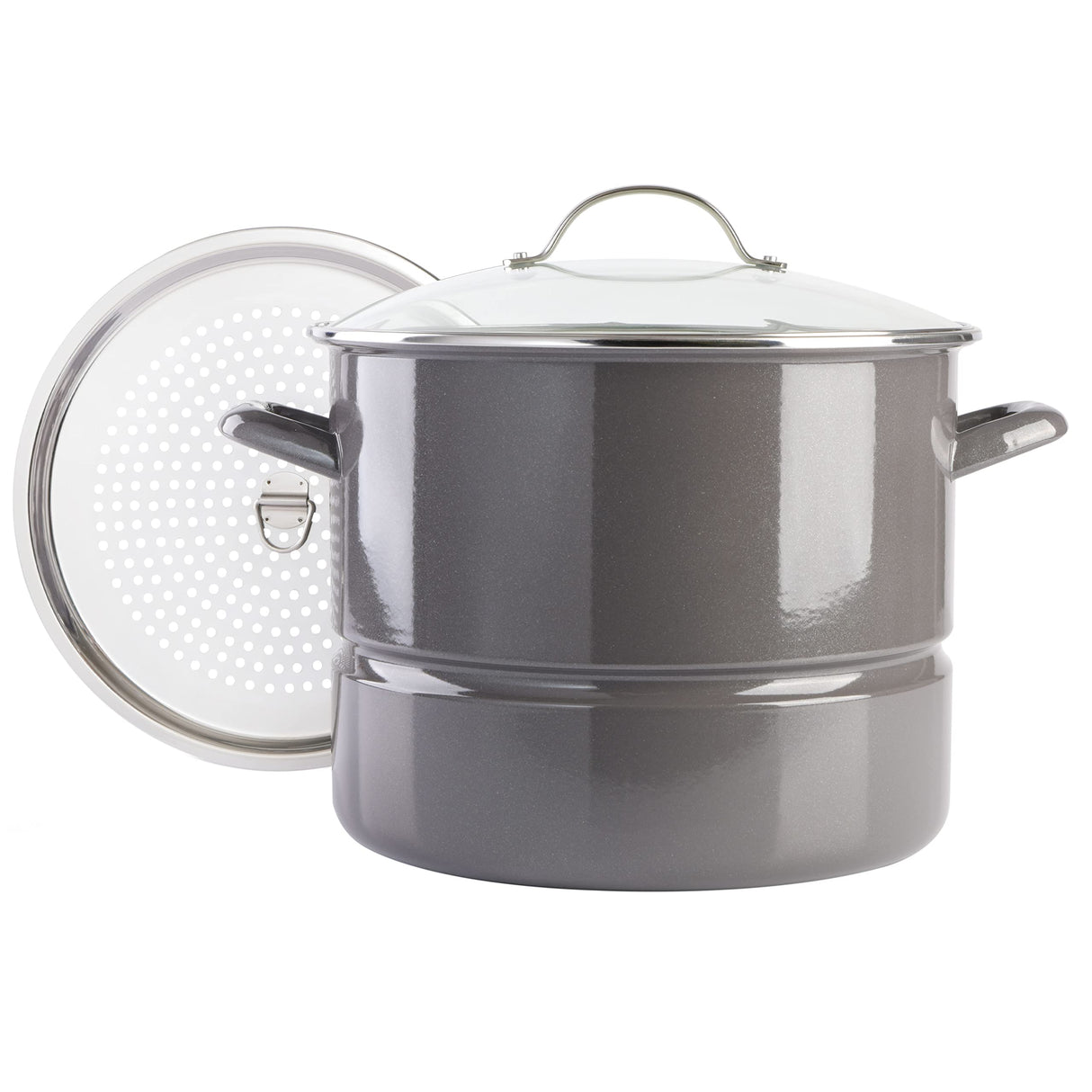 Kenmore Broadway 16-Quart Steamer Stock Pot - Graphite Grey Kenmore