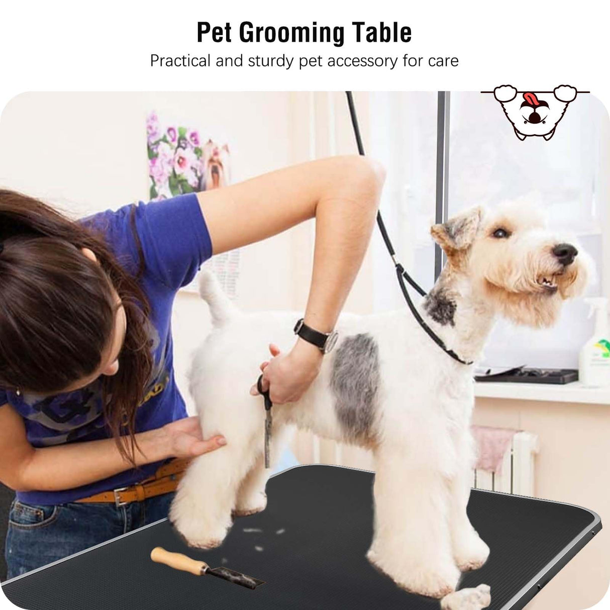 Unovivy 46-inch Dog/Pet Grooming Table Foldable Height Adjustable, Portable Dog Grooming Table with Arm Noose & Mesh Tray, Maximum Capacity Up to 300lbs (Black) Unovivy